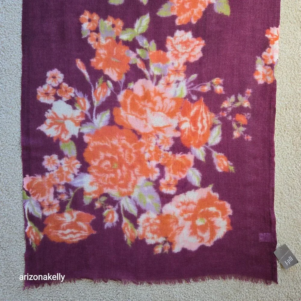 NWT J. Jill Wool Scarf Lightweight Floral